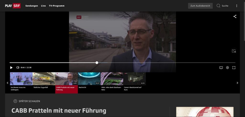 Kundenvertreter im TV-Interview mit dem Schweizer Fernsehen